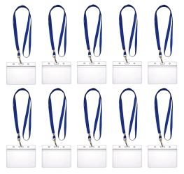 10 x Lanyard Umhängeband mit 10x Ausweishülle ZIP Kartenhalter horizontal & vertikal wasserdicht Ausweise Karten Schutzhülle 0,80mm flexibel